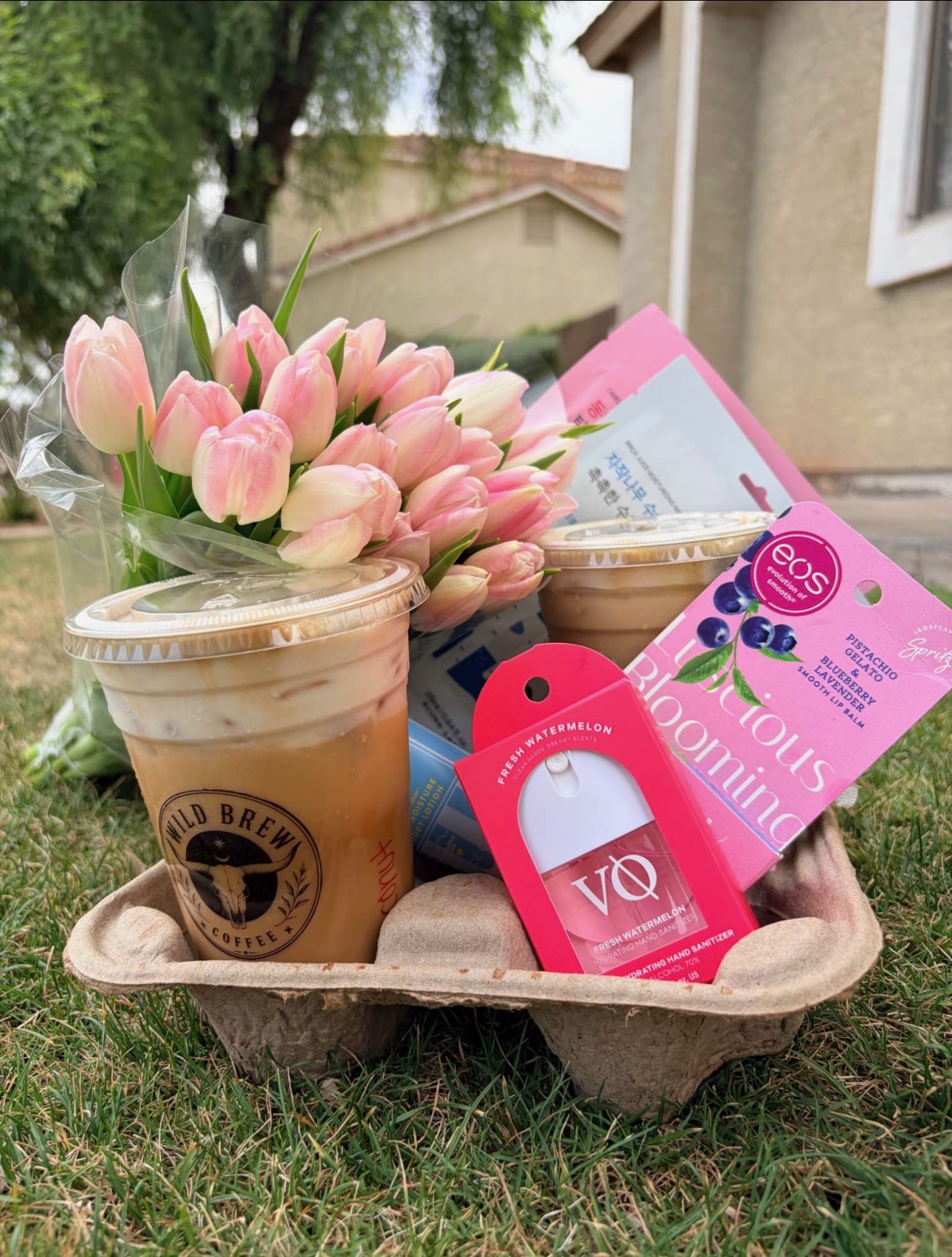 Wild Brew floral tray presentation